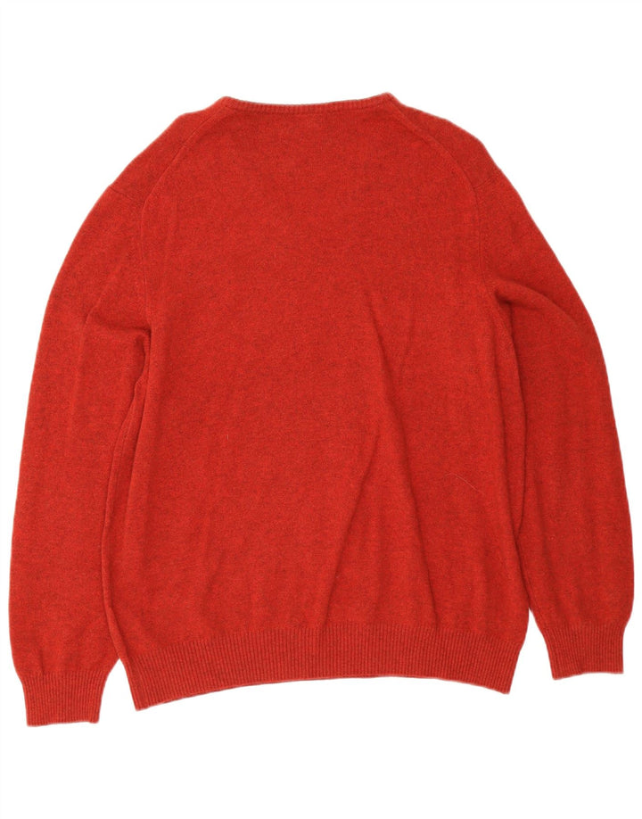 Massimo Dutti Pulover cu decolteu în V pentru bărbați, 2XL, cașmir roșu