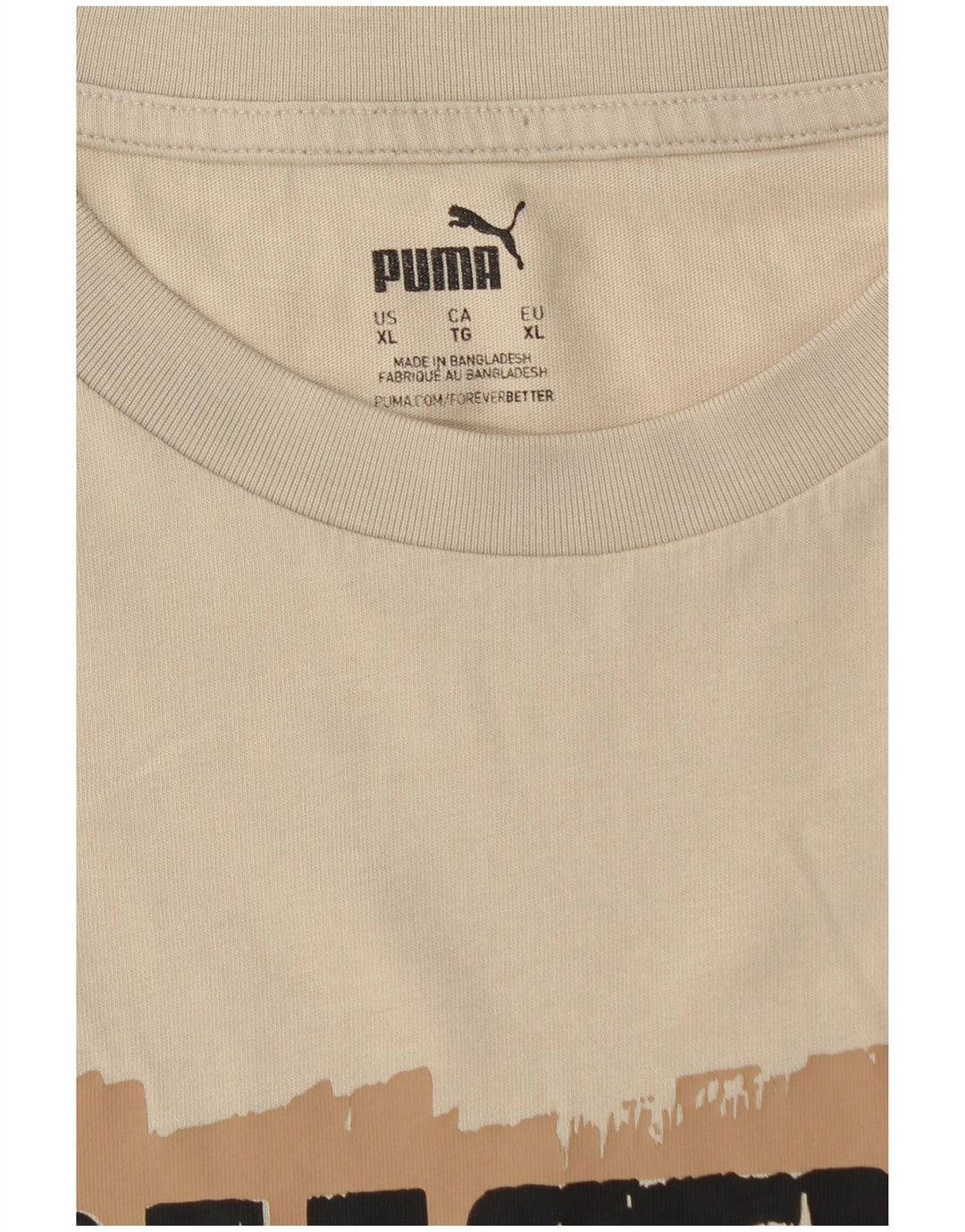 PUMA Mens Graphic T-Shirt Top XL Beige