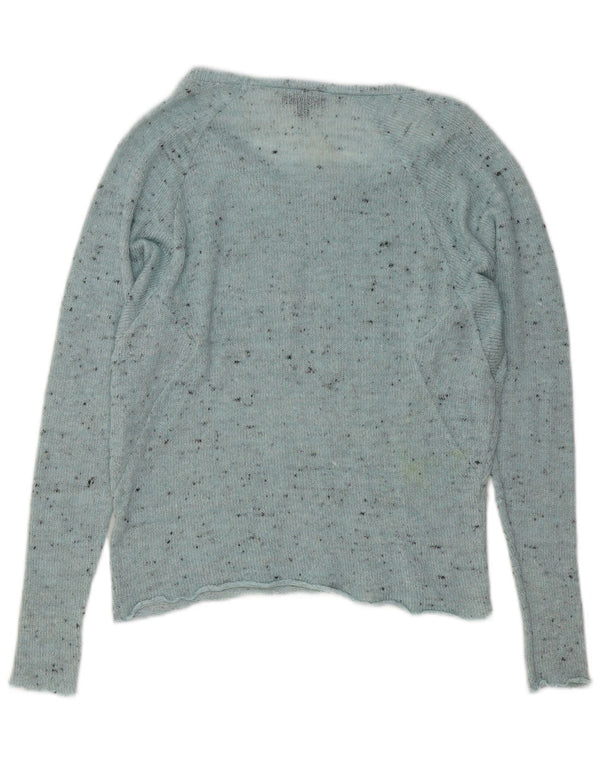 Topshop Pulover supradimensionat pentru femei cu gât de barcă UK 10 Small Blue Flecked