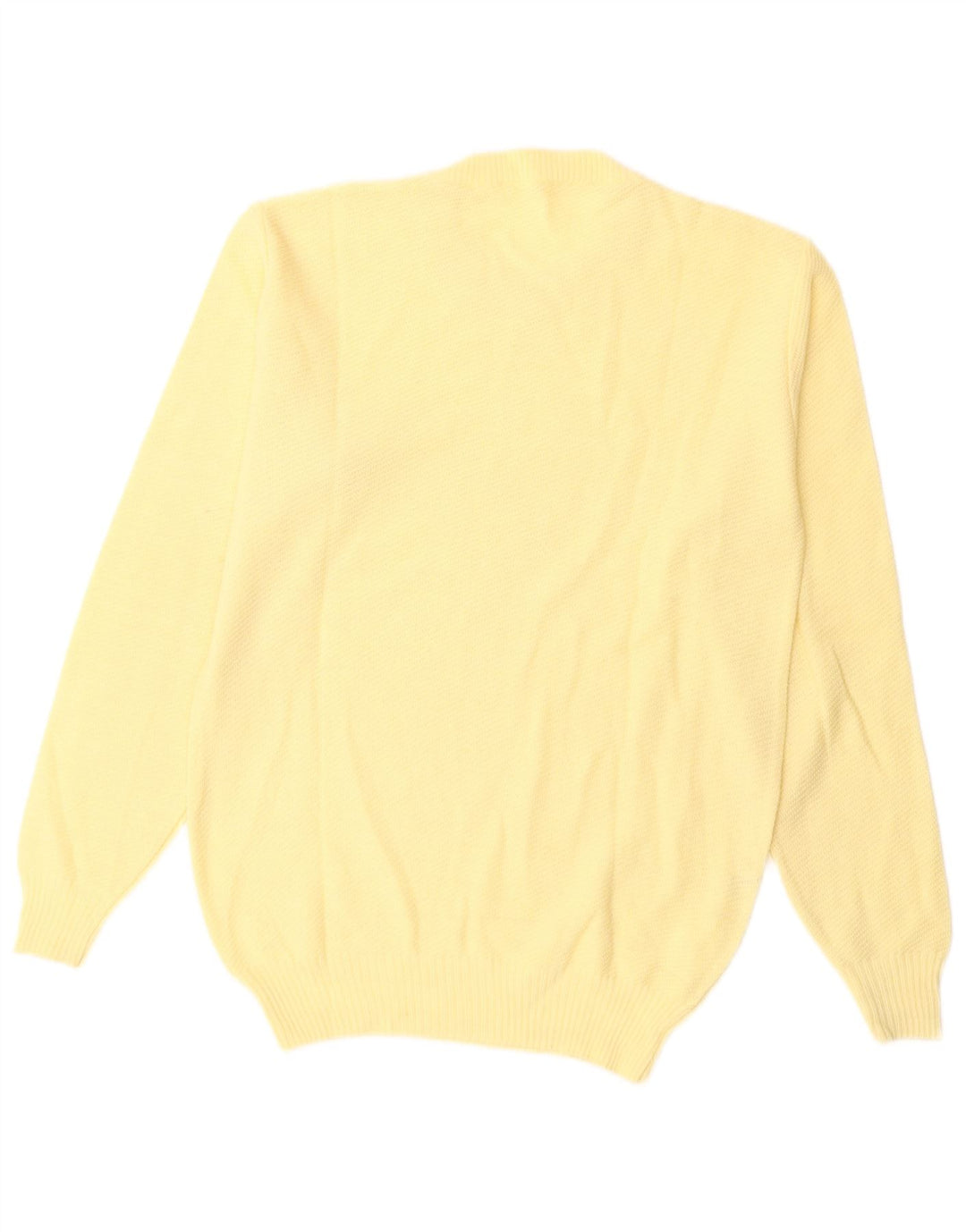 Pulover VINTAGE pentru femei cu decolteu triplu UK 14 Lână galbenă medie
