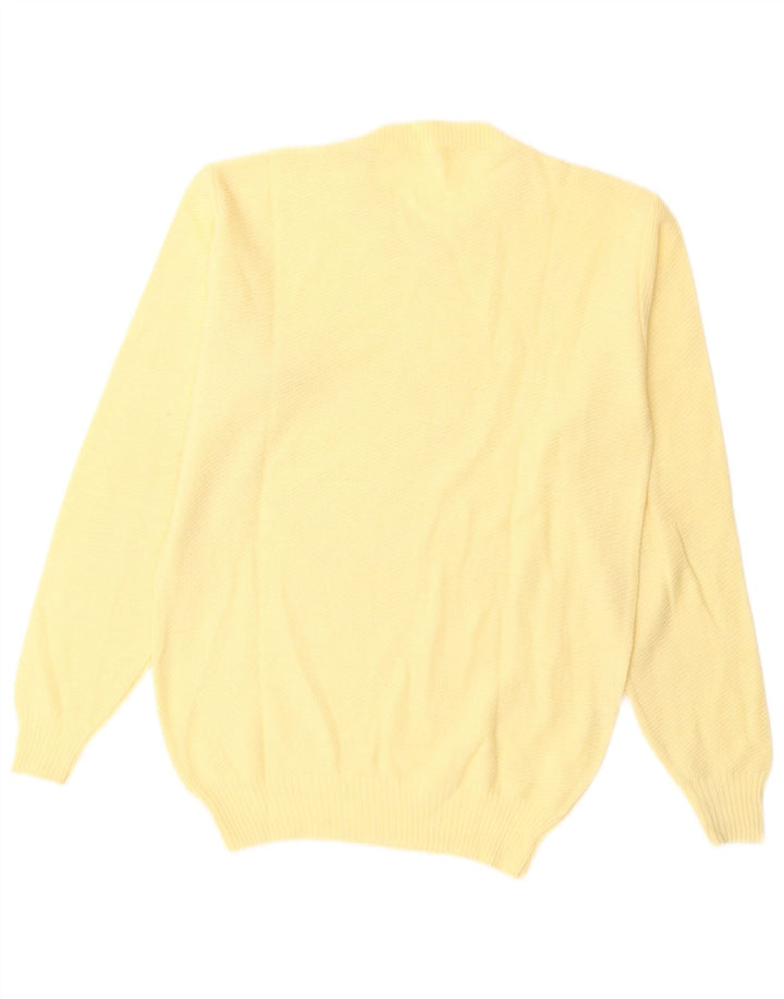 Pulover VINTAGE pentru femei cu decolteu triplu UK 14 Lână galbenă medie