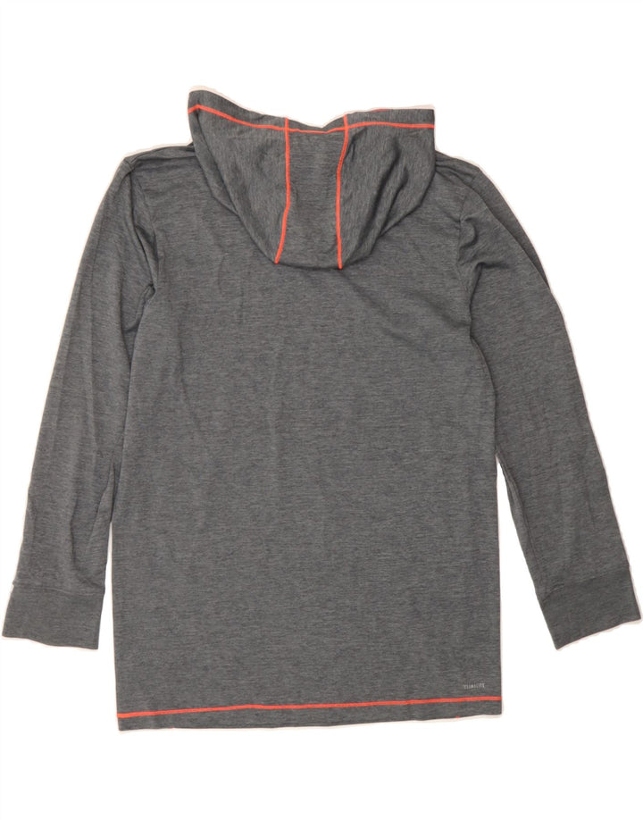 ADIDAS Womens Hooded Graphic Top Long Sleeve UK 14 Large Grey Polyester Vintage Adidas and Second-Hand Adidas from Messina Hembry 