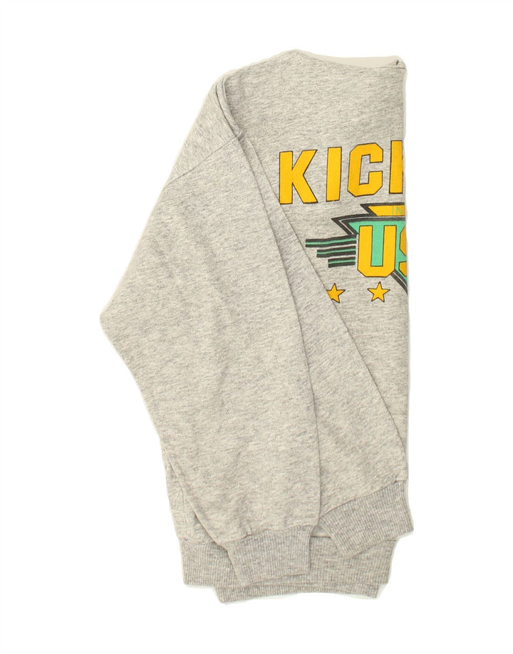 VINTAGE Mens Graphic Hoodie Jumper Large Grey Vintage Vintage and Second-Hand Vintage from Messina Hembry 
