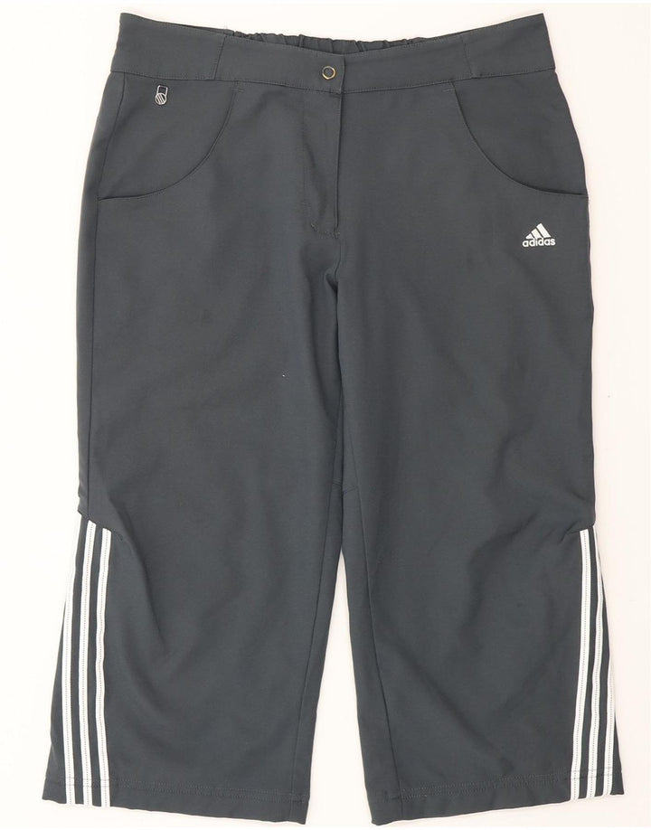 Pantaloni capri drepti ADIDAS pentru femei UK 10 Small W30 L19 Poliester gri