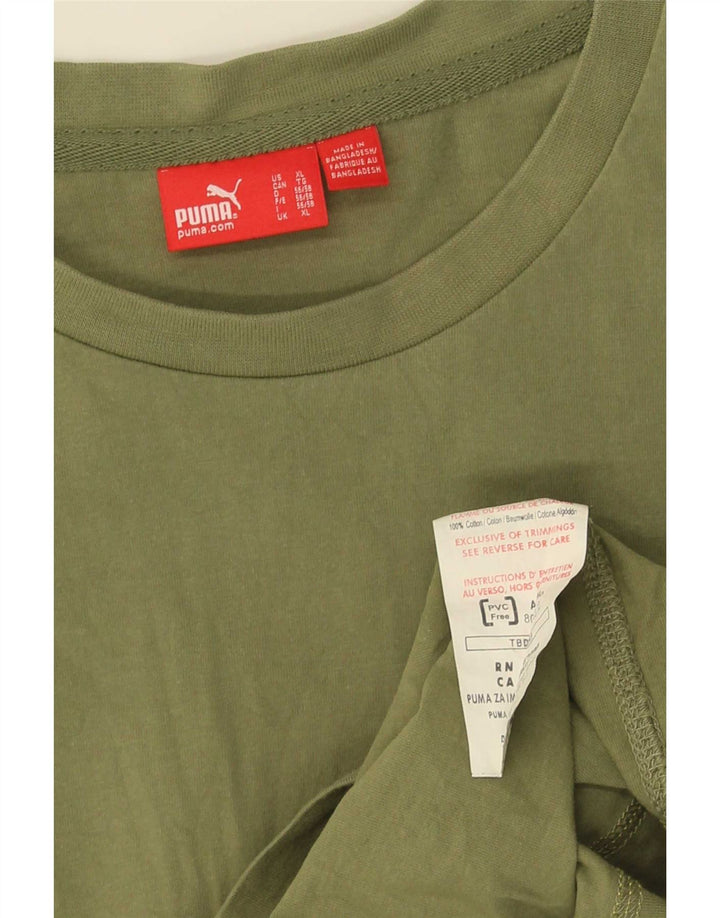 Tricou cu mânecă lungă Puma pentru bărbați, bumbac verde XL