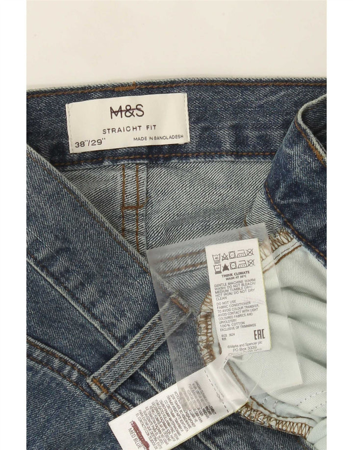 Blugi drepti pentru bărbați Marks & Spencer W38 L29 Bumbac albastru
