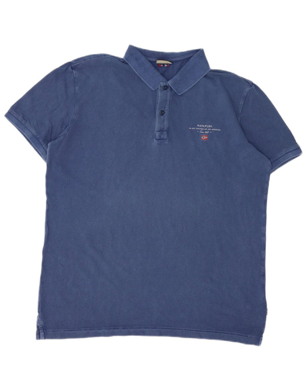 Tricou polo Napapijri Geographic pentru bărbați XL, bumbac bleumarin