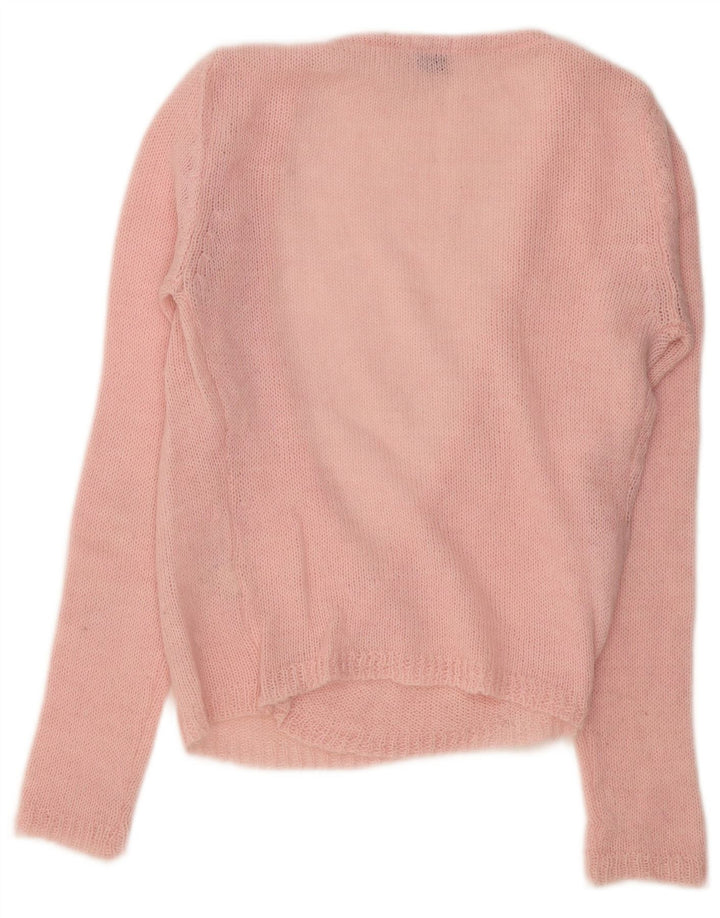 Pulover vintage pentru femei cu decolteu în V UK 12 Roz mediu