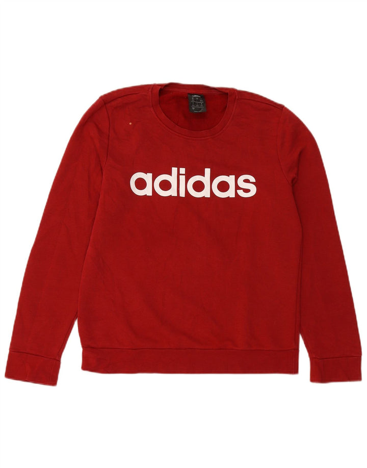 ADIDAS Pulover cu grafic pentru femei UK 8/10 Bumbac Burgundy mic