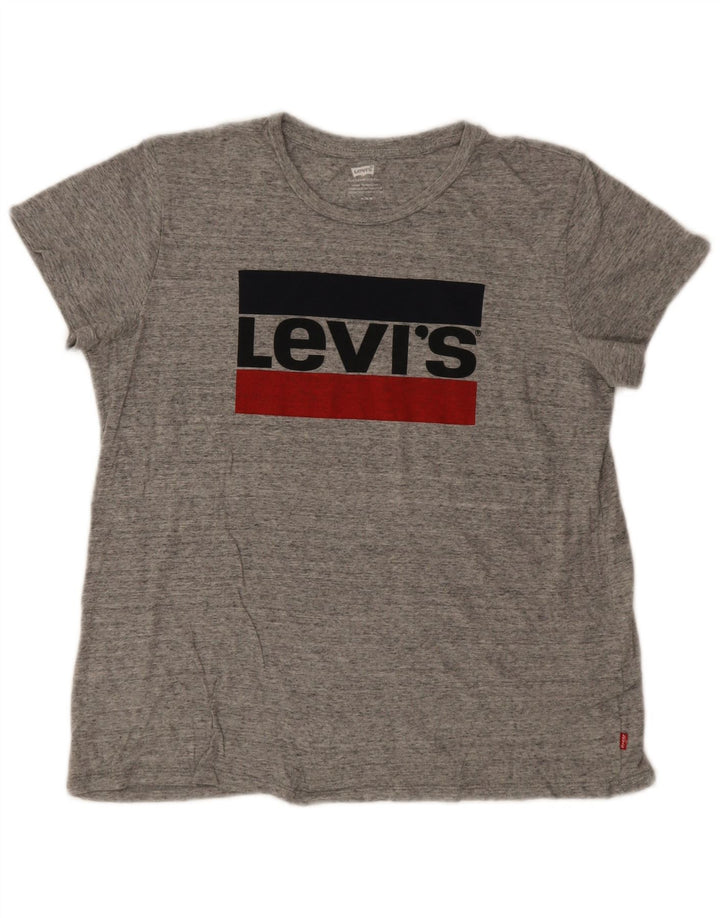 Tricou cu grafic Levi's pentru femei Top UK 14 Medium Grey Flecked Logo