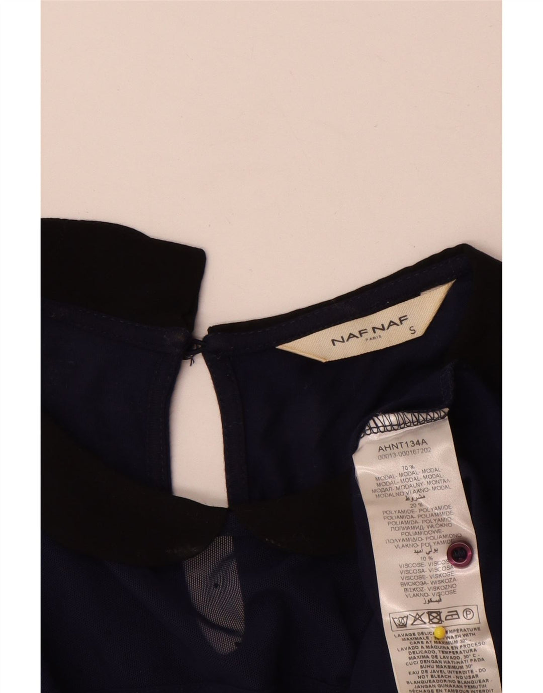 Bluză Naf Naf Femei Top UK 10 Small Bleumarin Colorblock Modal