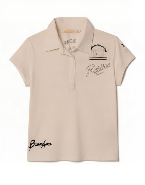 Tricou polo La Martina pentru femei, UK 18 XL, bumbac alb