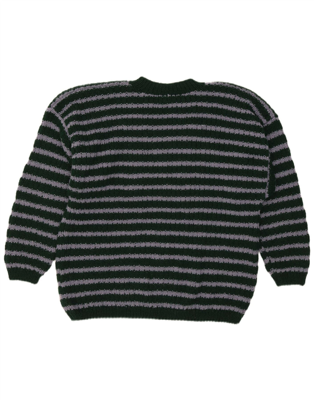 Pulover vintage pentru bărbați cu decolteu în V cu dungi verde mediu