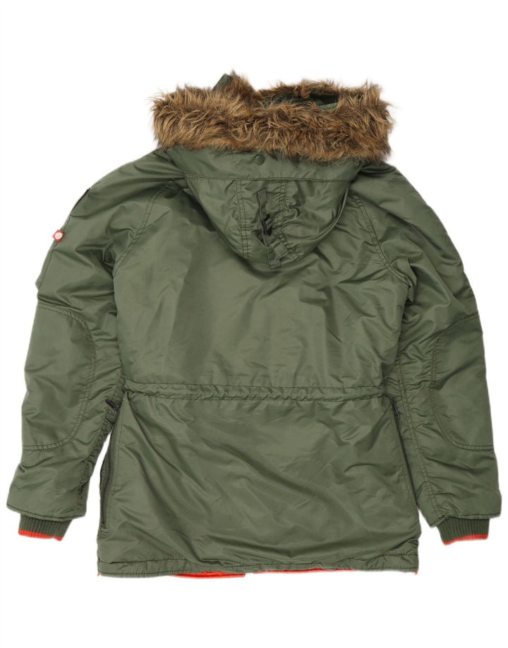 Jachetă parka cu glugă Superdry pentru bărbați UK 36, nailon verde mic