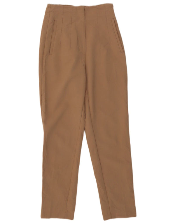 Pantaloni de costum pentru femei cu talie înaltă Zara XS W24 L27 poliester bej
