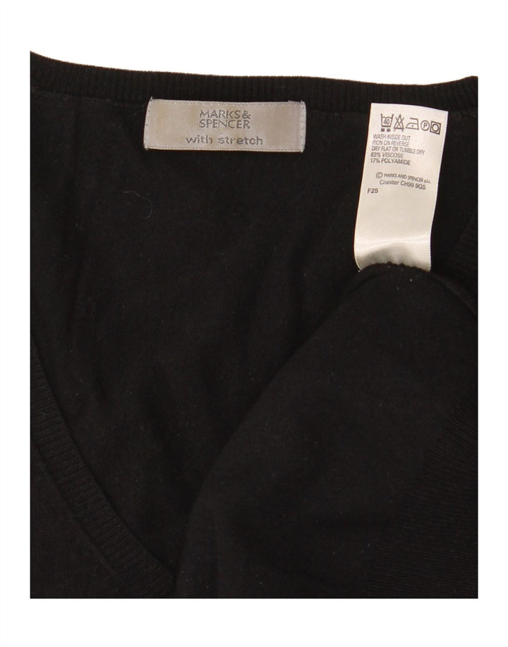 Pulover pentru femei Marks & Spencer, cu mânecă 3/4, cu decolteu în V, UK 12 Medium Negru