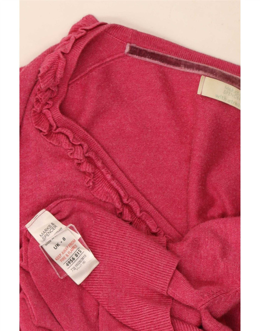 Pulover cardigan cu volane în față pentru femei Marks & Spencer UK 8 mic roz