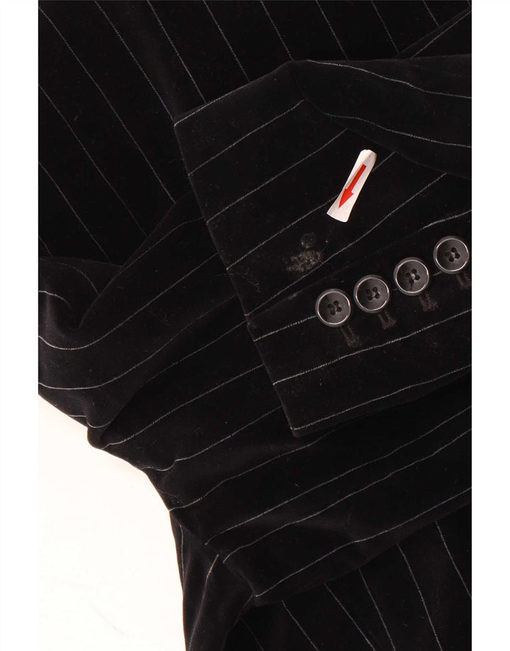Sacou blazer din catifea pentru femei Esprit, cu 2 nasturi, UK 14, mare, negru, cu dungi