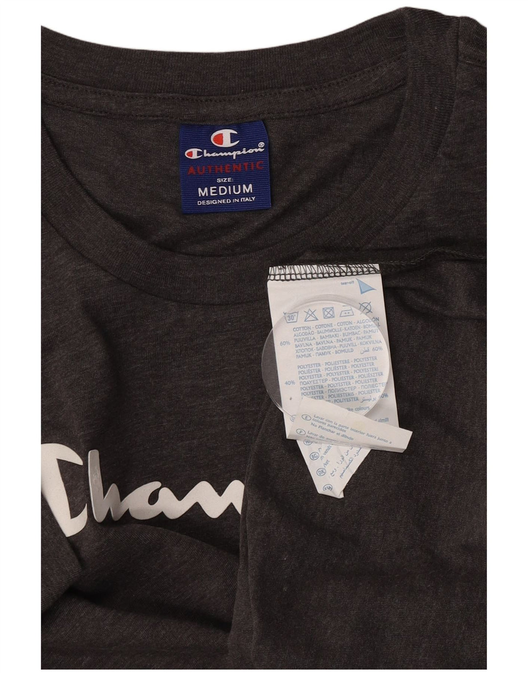 Tricou grafic pentru bărbați Champion Top din bumbac gri mediu