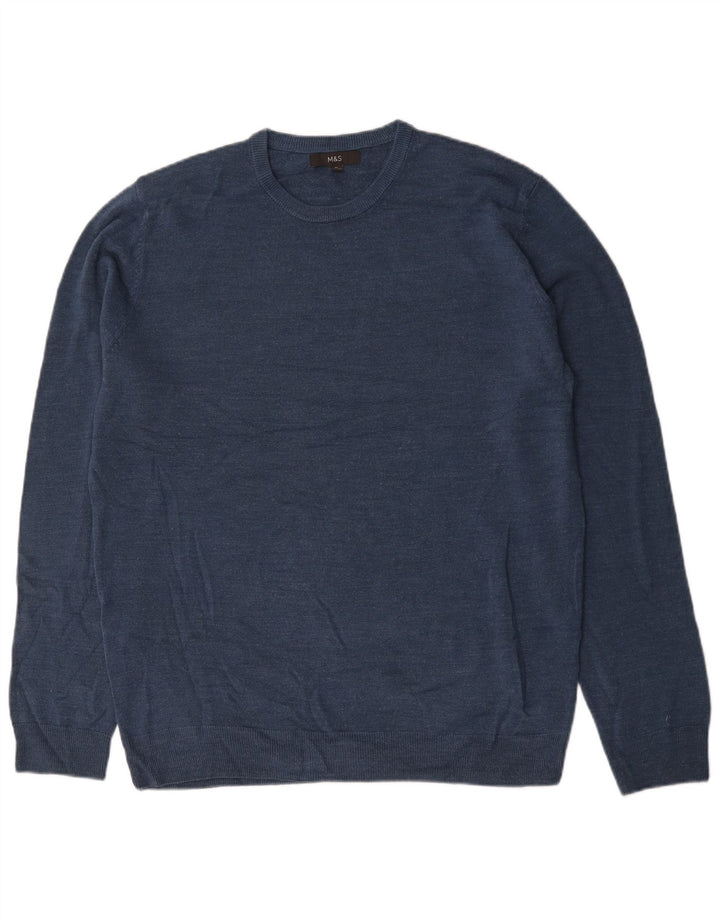Pulover pentru bărbați Marks & Spencer cu gât crew pulover XL bleumarin acrilic