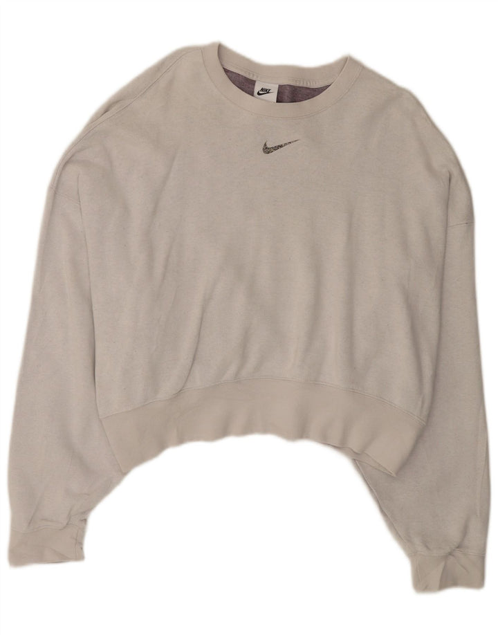Pulover NIKE Crop Oversized pentru femei UK 14 Bumbac gri mediu