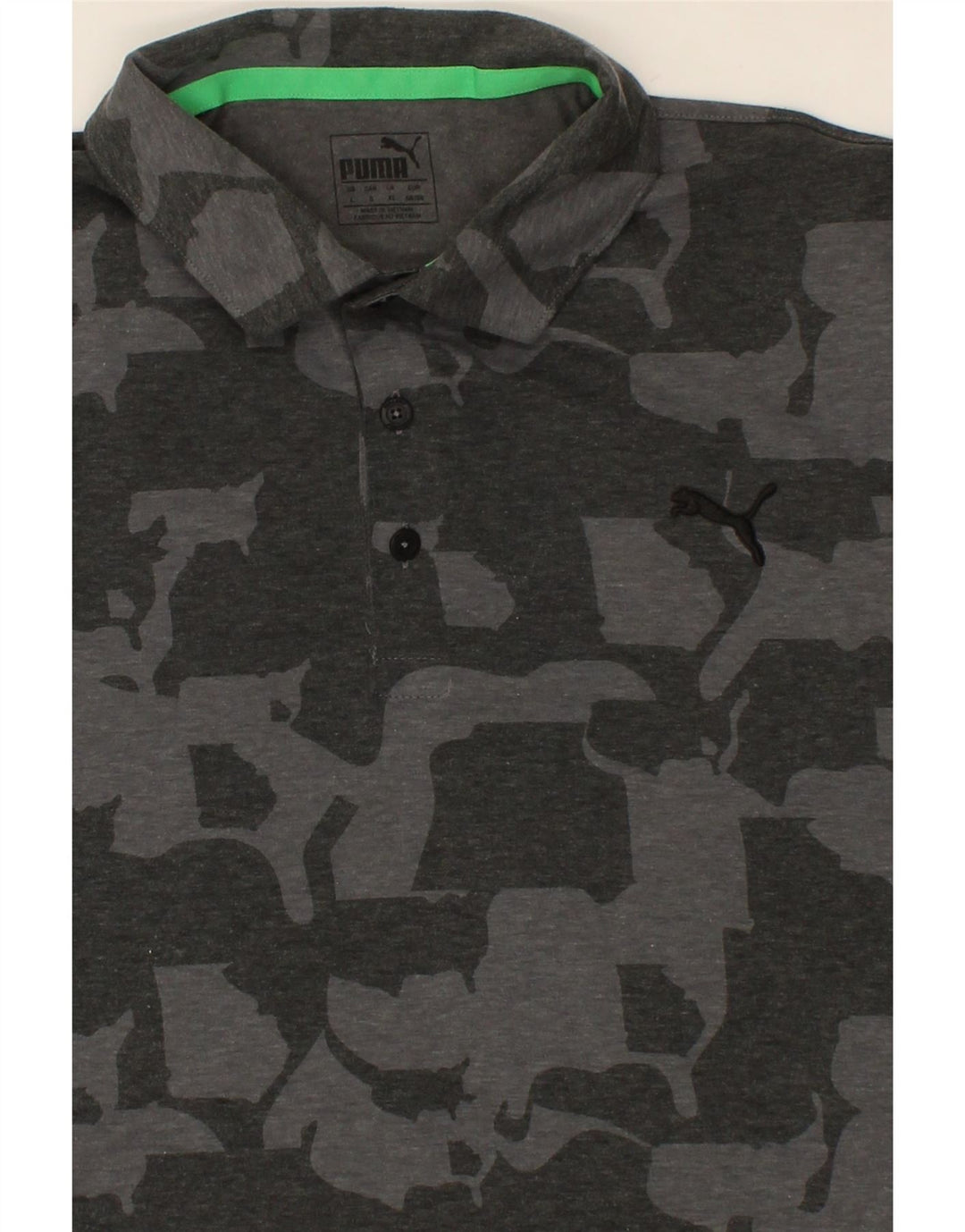 PUMA Mens Abstract Pattern Polo Shirt XL Grey Polyester Vintage Puma and Second-Hand Puma from Messina Hembry 