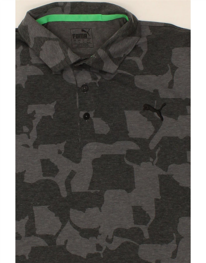 PUMA Mens Abstract Pattern Polo Shirt XL Grey Polyester Vintage Puma and Second-Hand Puma from Messina Hembry 