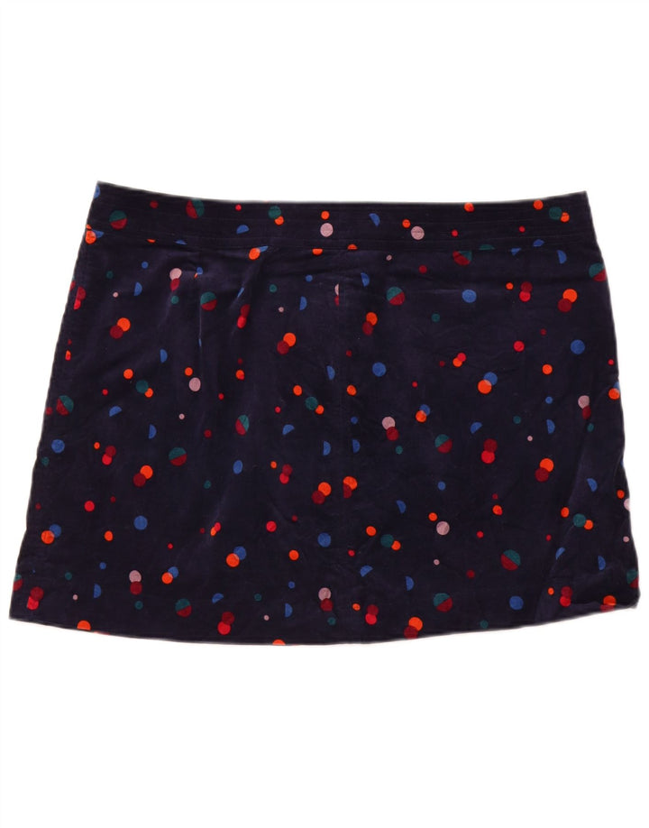 Fusta mini din catifea pentru femei MONSOON UK 20 2XL W40 Bumbac cu pete albastru bleumarin