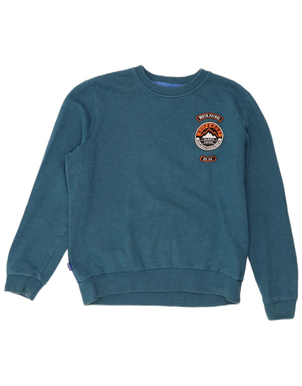 Pulover supradimensionat cu grafic Superdry pentru femei UK 10 Bumbac albastru mic