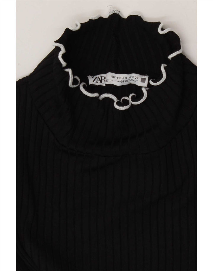 Bluză Crop Top Femei Zara UK 8 Mic Poliamidă Neagră