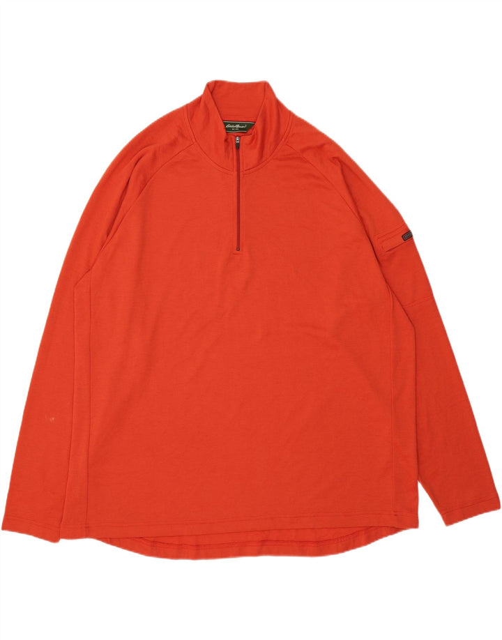 EDDIE BAUER Mens Zip Neck Pullover Tracksuit Top 2XL Orange Polyester Vintage Eddie Bauer and Second-Hand Eddie Bauer from Messina Hembry 