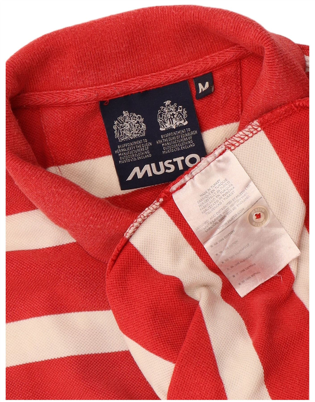 Tricou polo MUSTO pentru bărbați, bumbac cu dungi roșii medii