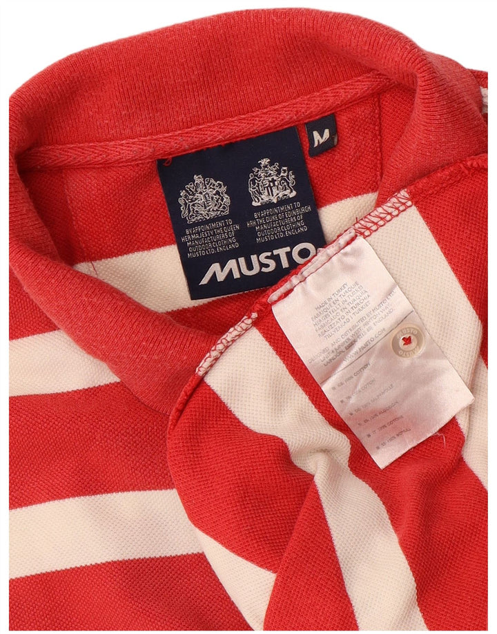 Tricou polo MUSTO pentru bărbați, bumbac cu dungi roșii medii