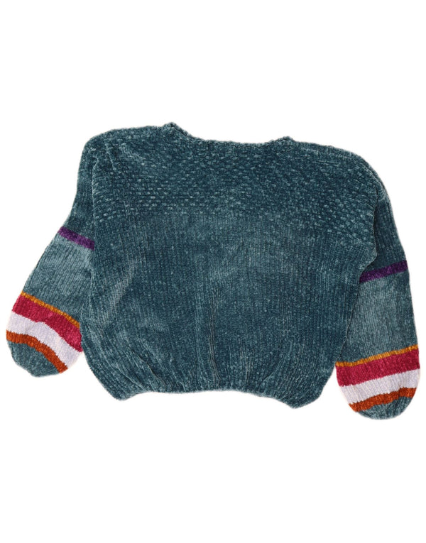 Pulover pentru femei din velur cu gât barca BENETTON UK 12, verde mediu, cu dungi