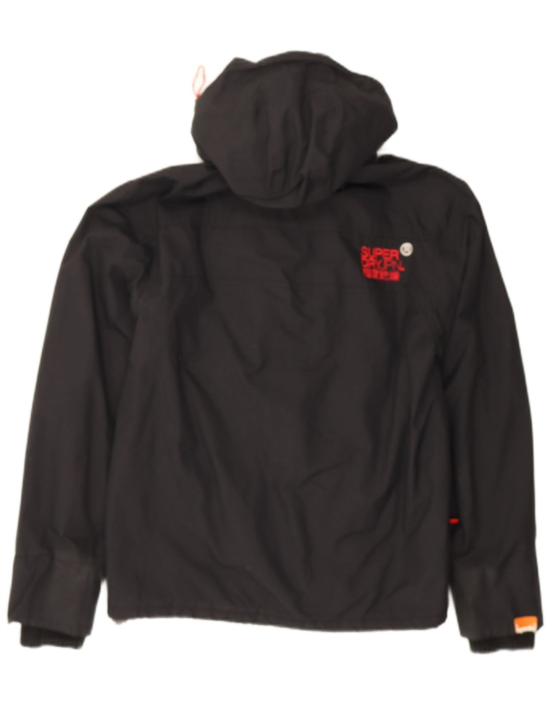 SUPERDRY Womens Windcheater Hooded Windbreaker Jacket UK 14 Medium Black