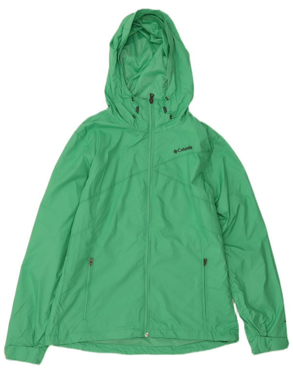 Columbia Womens Hooded Rain Jacket UK 14 Medium Green Polyester