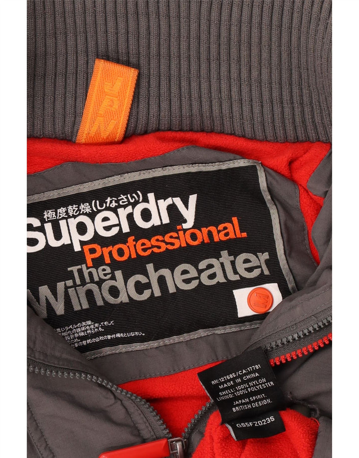 Jachetă Windbreaker cu glugă Superdry pentru femei, UK 14, gri mediu