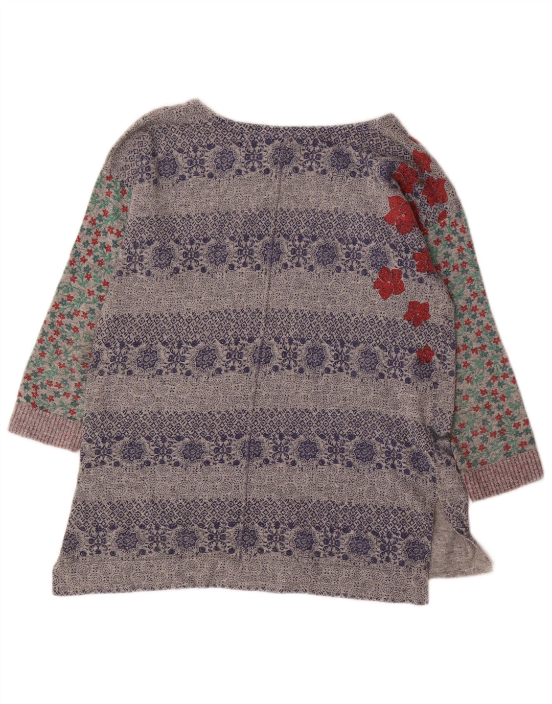 WHITE STUFF Pulover cu decolteu cu barcă cu grafică pentru femei UK 10 Small Gri