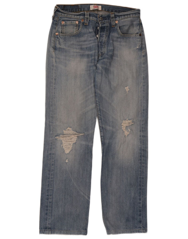 Blugi drepți distressed 501 Levi's pentru bărbați L30 L29 Bumbac albastru
