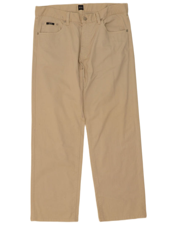 Pantaloni casual drepti pentru bărbați Hugo Boss L36 L32 bumbac bej