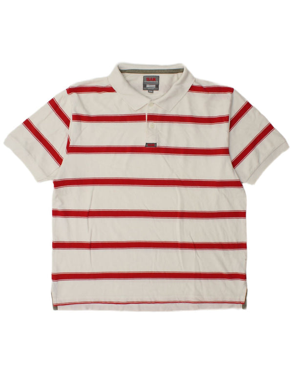 Tricou polo pentru bărbați Slam 2XL, bumbac cu dungi albe