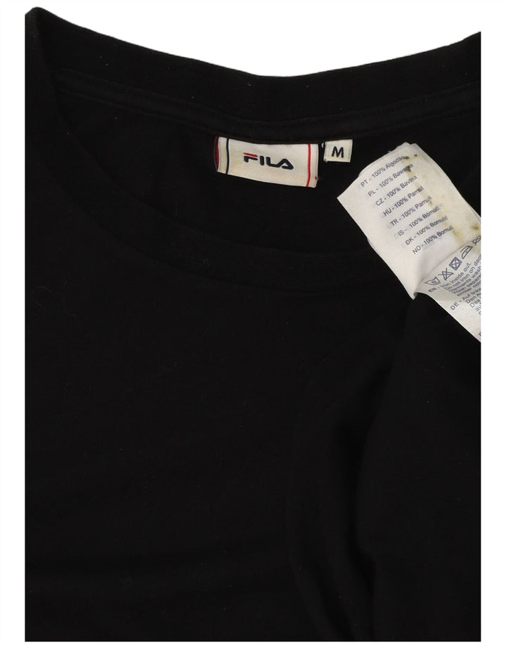 Tricou grafic Fila pentru bărbați Top mediu negru din bumbac color bloc