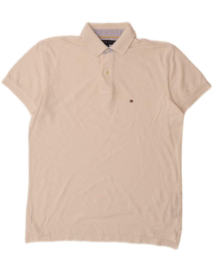 Tricou polo Tommy Hilfiger pentru bărbați, bumbac alb mediu
