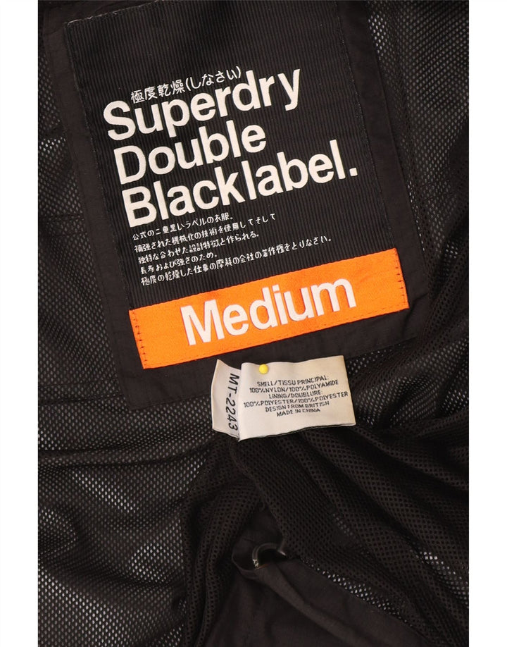SUPERDRY Jachetă de ploaie cu glugă grafică pentru femei UK 14 Medium Black Nylon