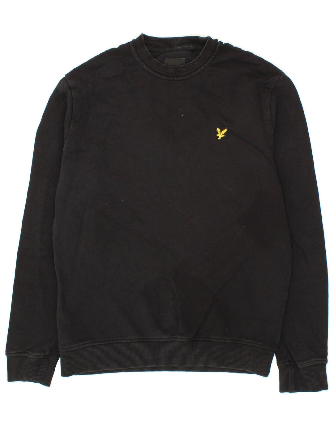 LYLE & SCOTT Mens Graphic Sweatshirt Jumper Medium Black Colourblock Vintage Lyle & Scott and Second-Hand Lyle & Scott from Messina Hembry 