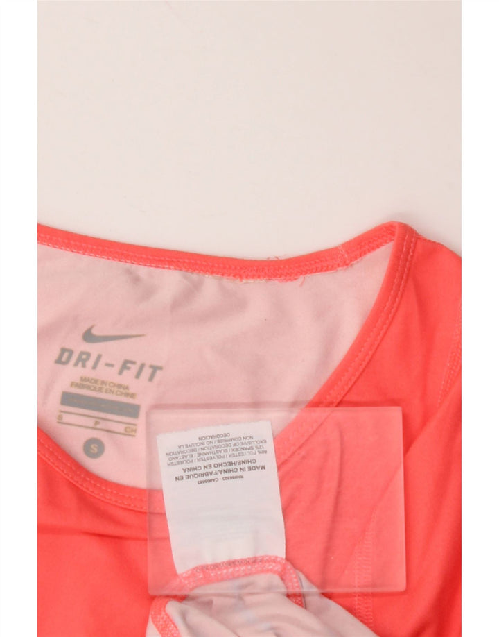 Top cu mâneci 3/4 NIKE Dri Fit pentru femei UK 10, poliester cu dungi roz mici