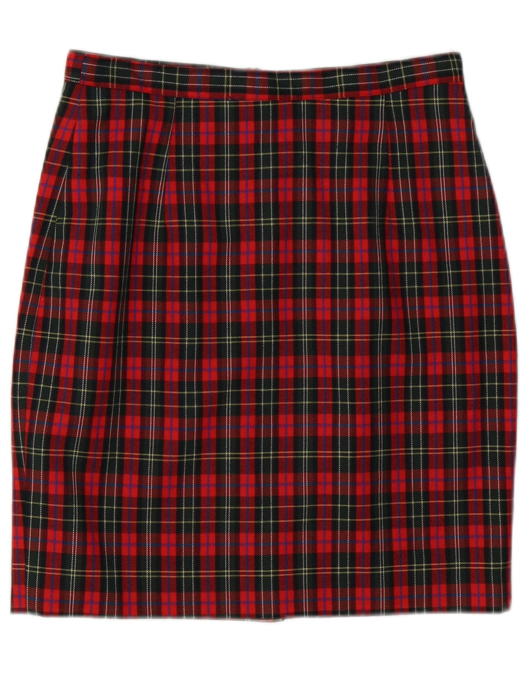 Fusta creion Vintage pentru femei IT 44 Medium W28 Red Check Lână virgină