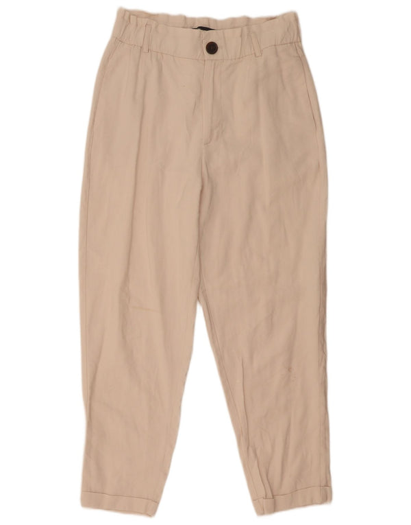 Pantaloni casual conici pentru femei cu talie înaltă Zara Mici L26 L25 Alb cadru