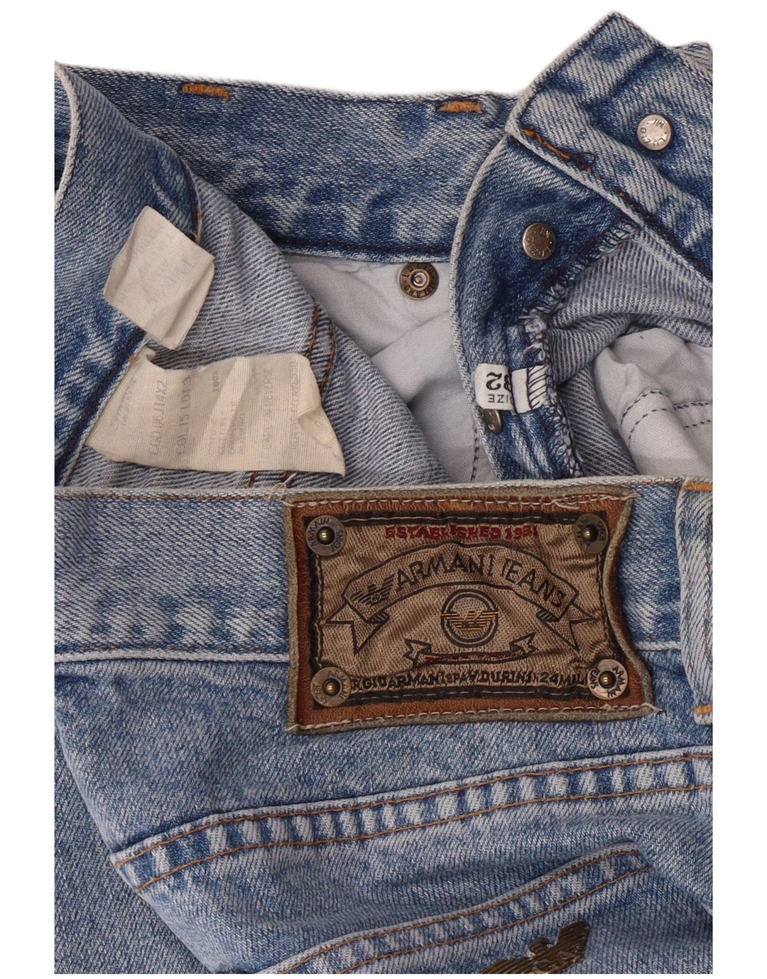 Blugi drepte pentru bărbați cu talie înaltă Armani W32 L29 Bumbac albastru