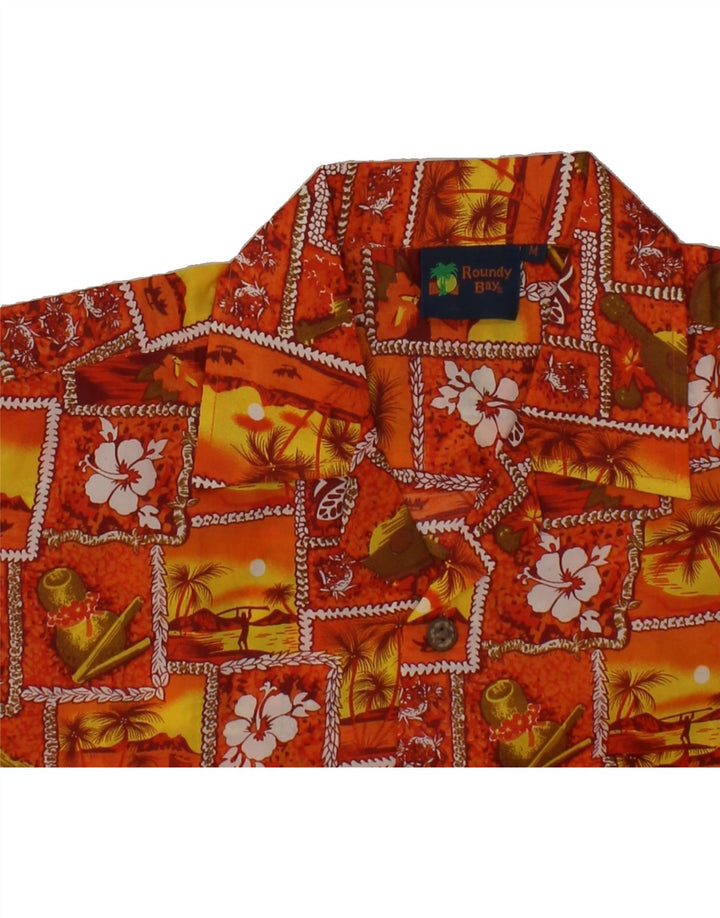 VINTAGE Mens Short Sleeve Shirt Medium Red Patchwork Polyester Vintage Vintage and Second-Hand Vintage from Messina Hembry 